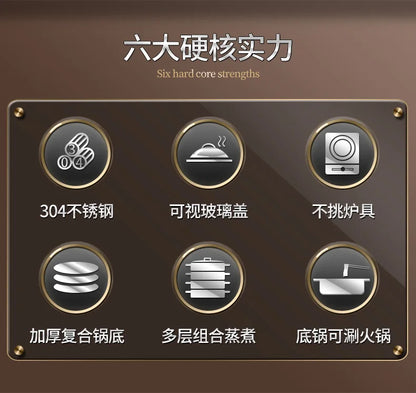304 stainless steel thickened household steamer multi-layer induction cooker gas stove universal soup pot  food steamer