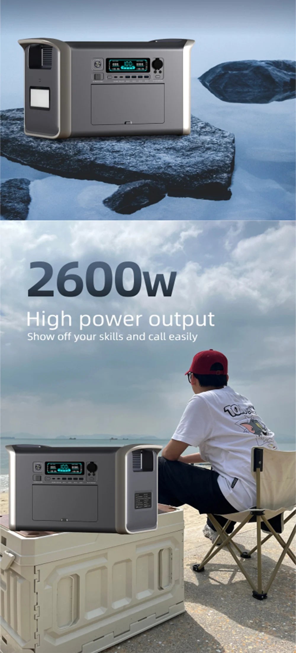 Lifepo4 Cell 220V 12V Camping Power Bank 2600W 1800W Portable Power Station For Home And Outdoor Emergency Power Supply