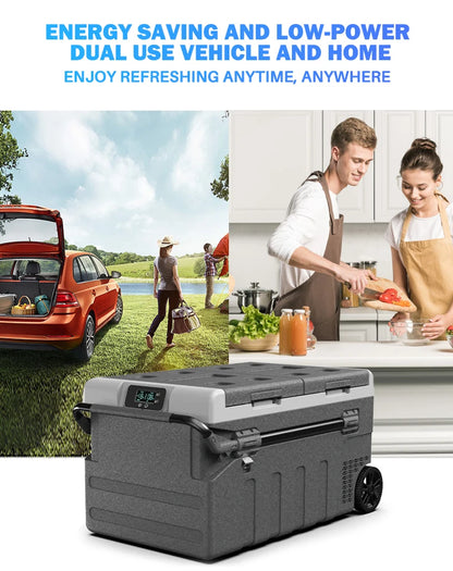 75L Dual Zone Solar Refrigerator Portable Car Freezer Powerful Compressor Quickly Cooler Car Refrigerator