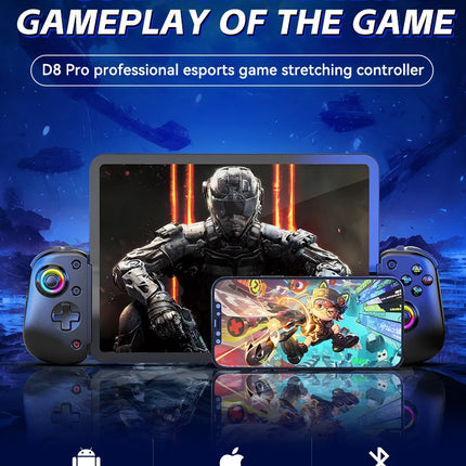 BSP D8 PRO RGB Tablet Controller Wireless Handle For Switch Game Bluetooth Stretching Joystick For P3 P4 Android IOS Gamepad