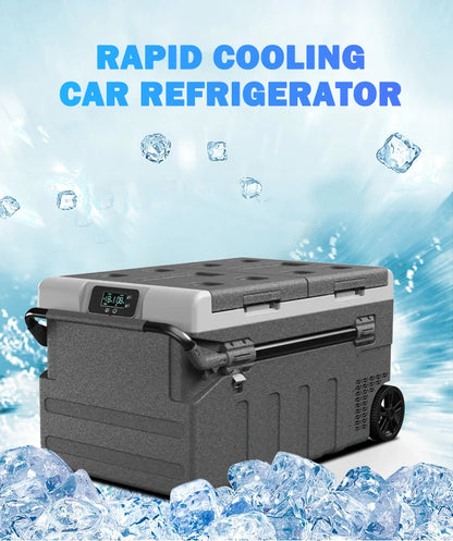 75L Dual Zone Solar Refrigerator Portable Car Freezer Powerful Compressor Quickly Cooler Car Refrigerator