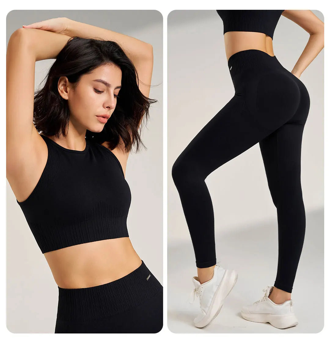 Yoga Clothing Set Women's High Waisted Leggings and Top Two Piece Seamless Fitness Exercise Clothing Fitness Workout Underwear