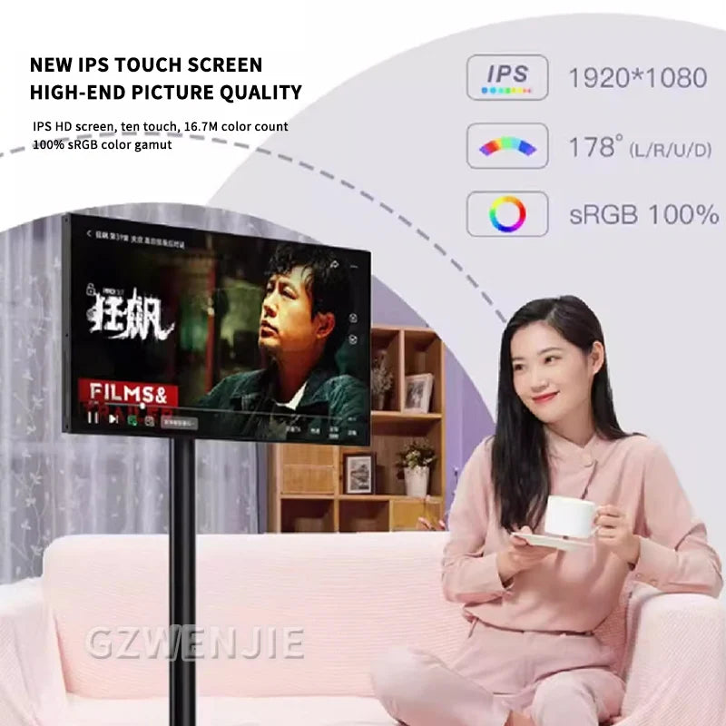 21 Inch Floor Stand Smart TV Android Touch Screen Vertical & Landscape Eye Care IPS Display Large Battery Smart Thin Edge Tablet