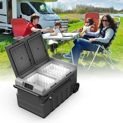 75L Dual Zone Solar Refrigerator Portable Car Freezer Powerful Compressor Quickly Cooler Car Refrigerator