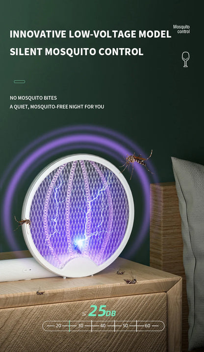 Clearance_Foldable Electric Mosquito Killer Fly Swatter Trap USB Rechargeable Mosquito Racket Insect Killer with UV Light Bug Za