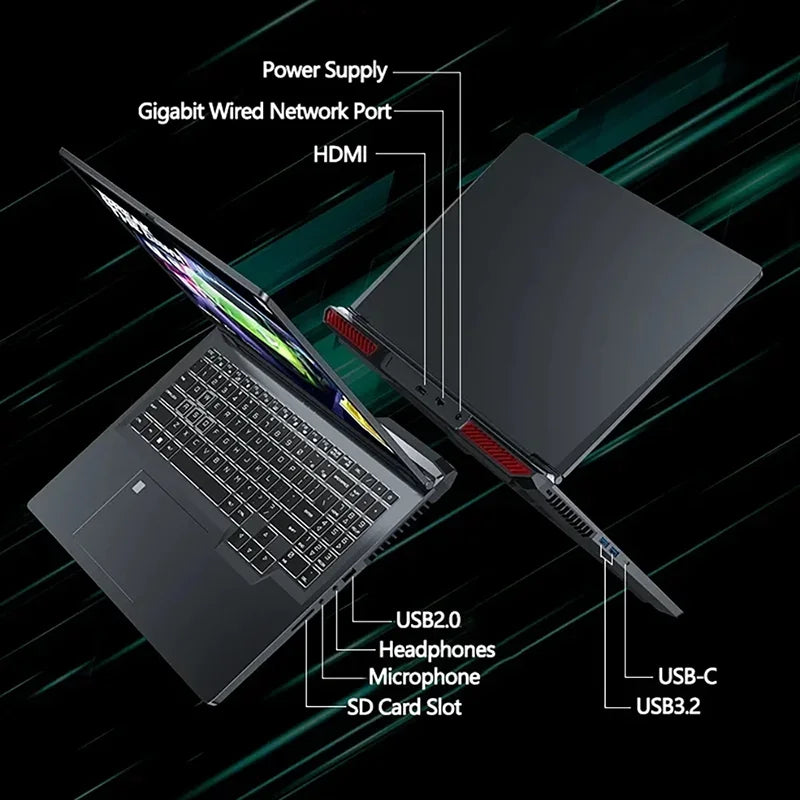 Gaming Laptop 16 inch Intel Core i9-12900H NVIDIA RTX 4060 8G 64GB RMD 4TB SSD DDR5 Windows 11 HD Camera WiFi6 Portable Computer