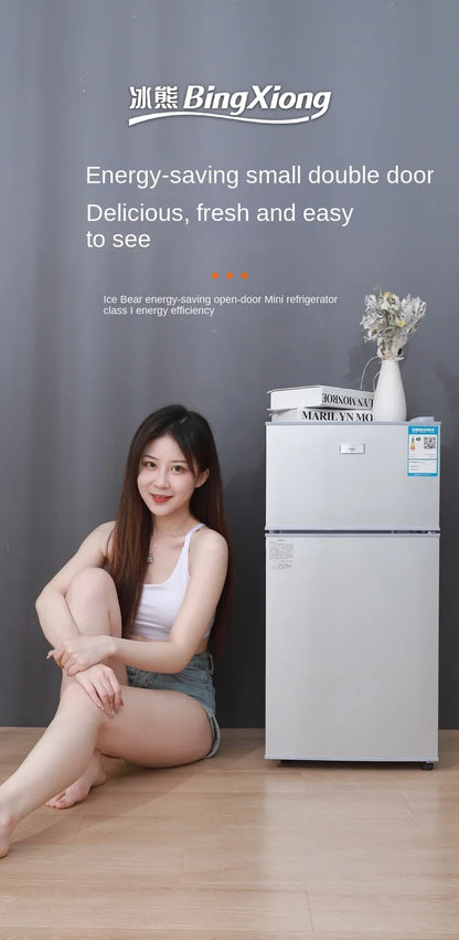 Small refrigerator Home small dormitory rental room frozen refrigeration mini double door refrigerator freezer  무선냉장고  alpicool