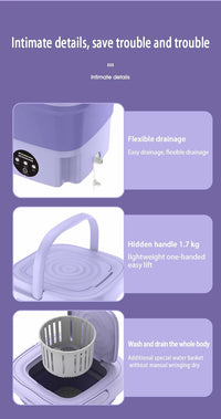 8L Foldable Washing Machine Portable Socks Underwear Panties Retractable Household Washing Machine 3 Models With Spinning Dry