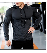 Mens Fitness Tracksuit Running Sport Hoodie Gym Joggers Hooded Outdoor Workout Athletic Clothing Muscle Training Sweatshirt Tops