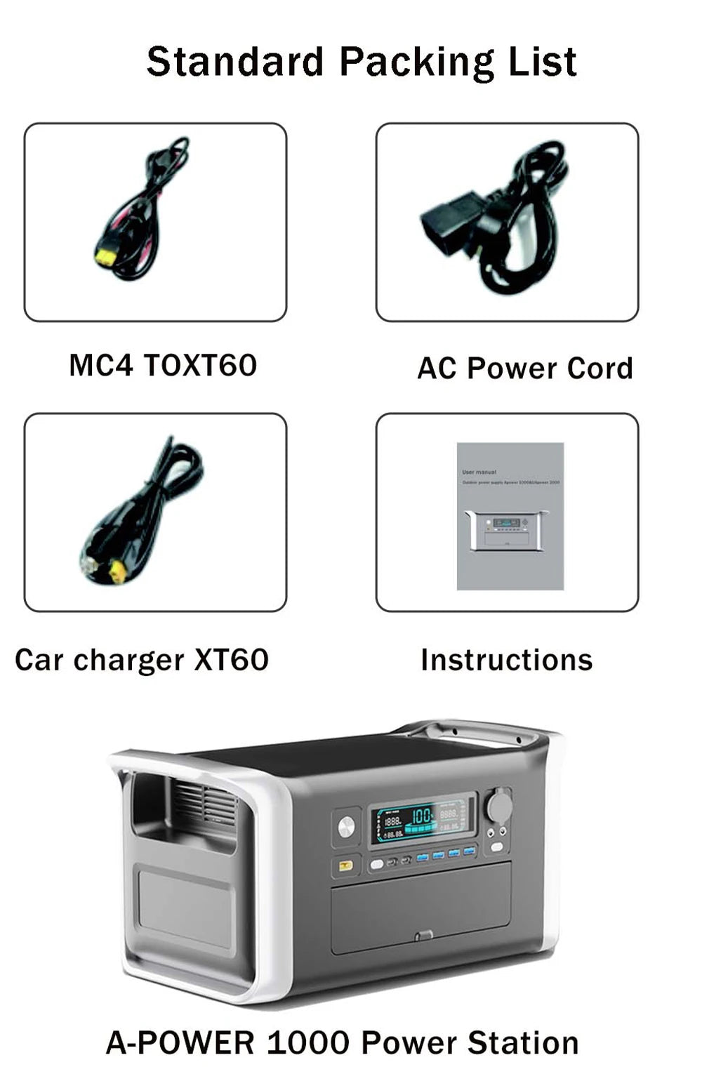 Portable Power Station 1000W 1500W 2000W AC 220V LifePo4 Battery Home Emergency Power Bank Outdoor Power Supply