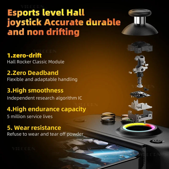 BSP D8 PRO RGB Tablet Controller Wireless Handle For Switch Game Bluetooth Stretching Joystick For P3 P4 Android IOS Gamepad