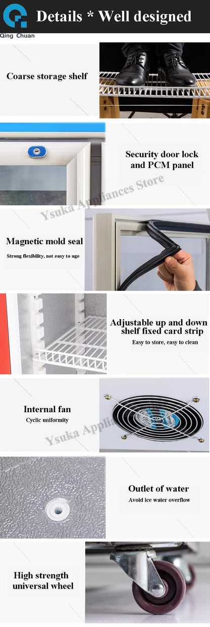 Qingchuan Display Cabinet Commercial Refrigerated Fresh Freezer Convenience Store Single Double Door Refrigerator