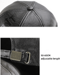 Fashionable PU Leather Men's Baseball Cap - Adjustable, Embossed Letters, Outdoor Wear