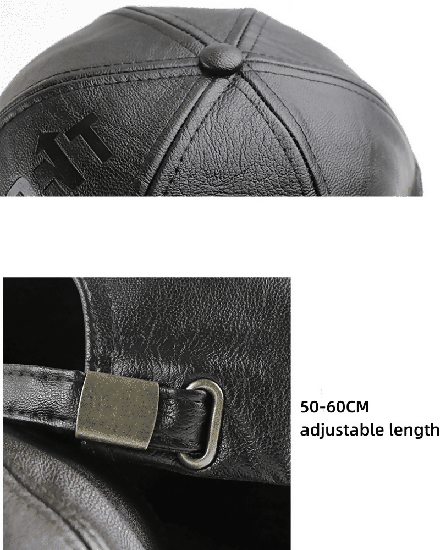 Fashionable PU Leather Men's Baseball Cap - Adjustable, Embossed Letters, Outdoor Wear