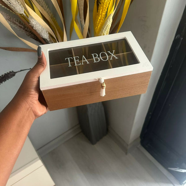 New wooden tea bag holder-Material wooden and transparent glass top