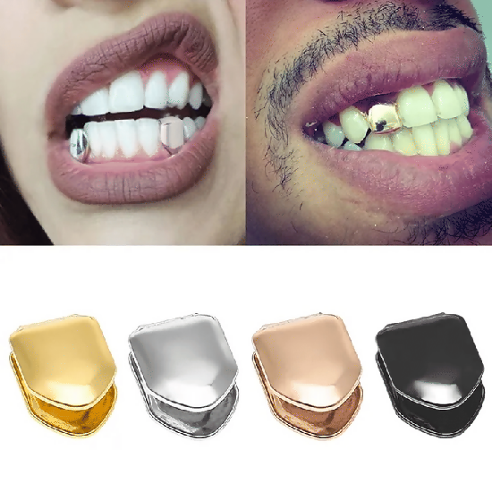 Gold Trendy Hip Hop Single Tooth Grillz Cap Body Jewelry