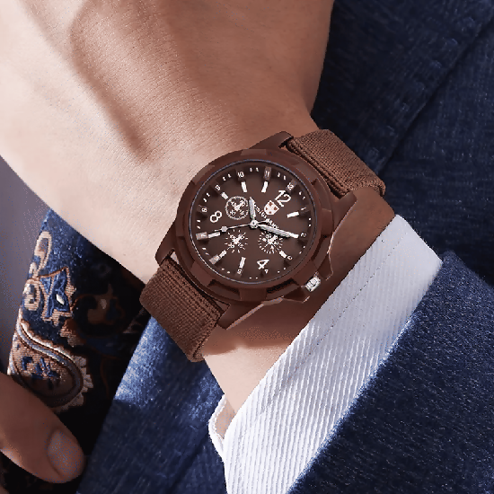 2-Piece Unisex Casual Quartz Watch Set with Durable Canvas Straps