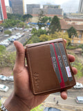 Men's Genuine Leather Bi-Fold Wallet Modern Card Holder Snap Closure