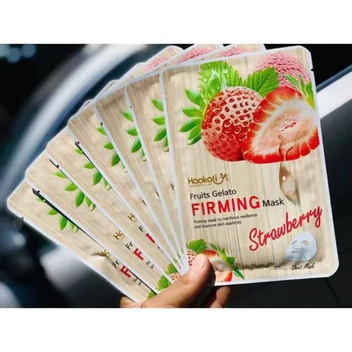 Haokali 10 PCs Strawberry Facial Mask Sheet Fruits Gelato Firming Face Mask