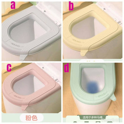 Household Waterproof Thickened Toilet Seat with Handle, Soft Toilet Silicone Seat Covers, Bathroom Comfortable Toilet Seat Pad