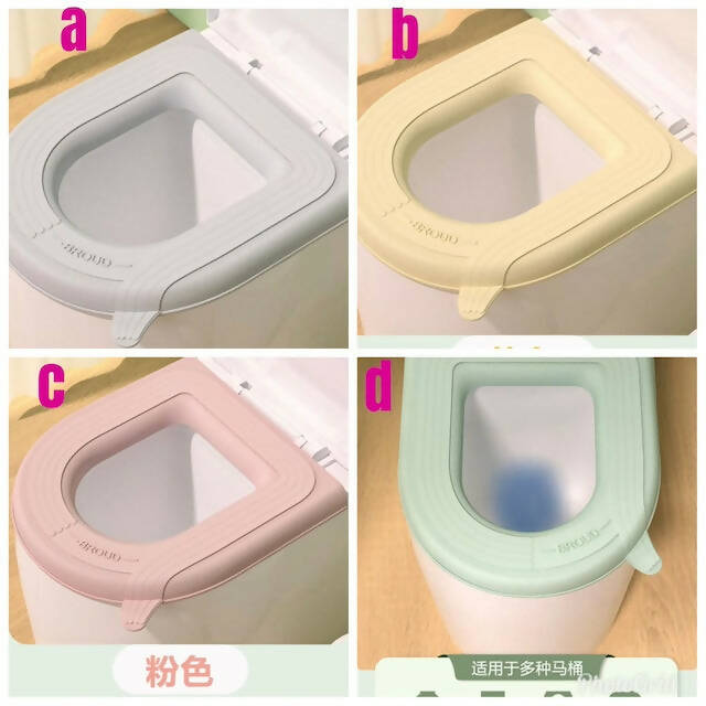 Household Waterproof Thickened Toilet Seat with Handle, Soft Toilet Silicone Seat Covers, Bathroom Comfortable Toilet Seat Pad