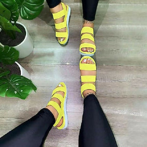 Casual Flat Heel Platform Cross Strap Open Toe Flat Shoes Women Sandals