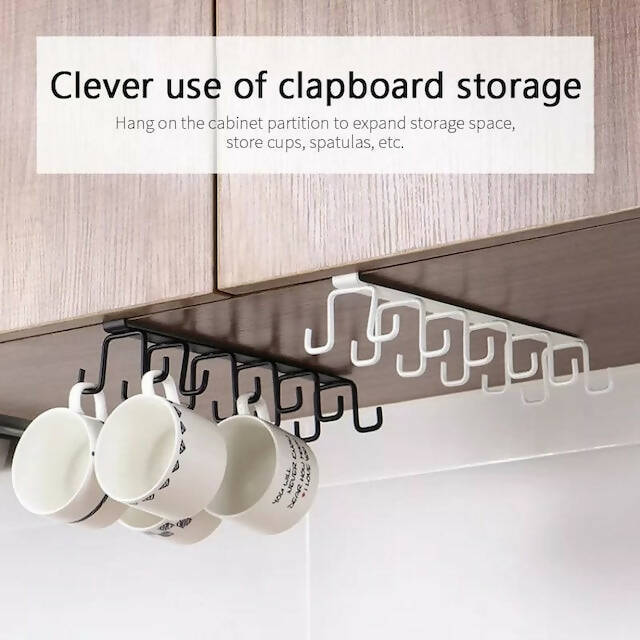 Double Sided Cup, Multipurpose Hanger, 12 Hooks Double Sided Under Shelf Hangers, Kitchen Accessories Holder