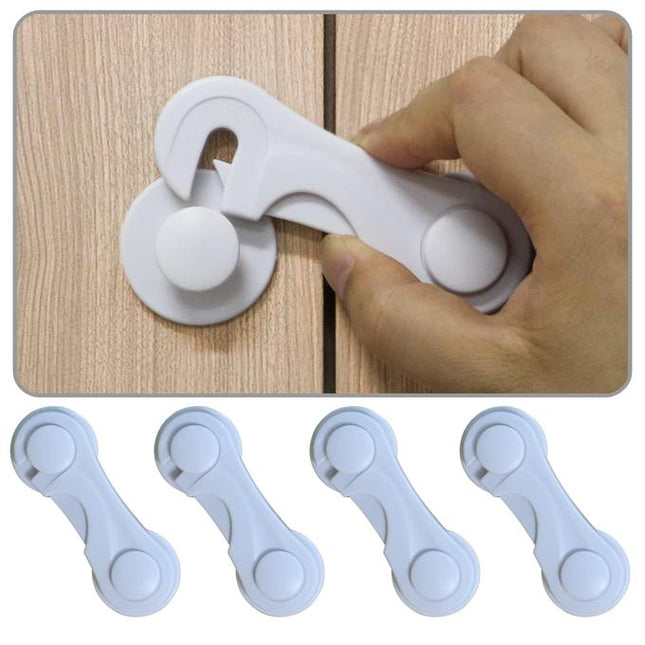 4 Pack Cabinet Locks with Adhesive for Drawer Cupboards Fridge Closet Childproof Door Latch