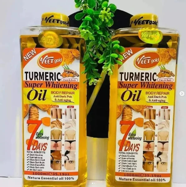 Veet Gold Turmeric Brightening Oil – 1000ml | Anti-Dark Spots, Anti-Aging & Skin Softening Formula