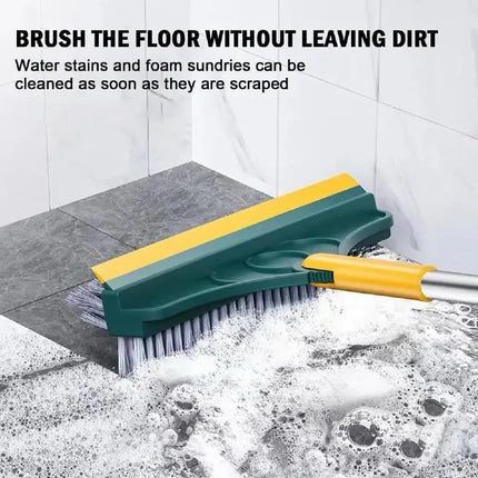 3 in 1 Floor V-shaped  Scrubinbg Brush with Stiff Bristles & a Scrapper
