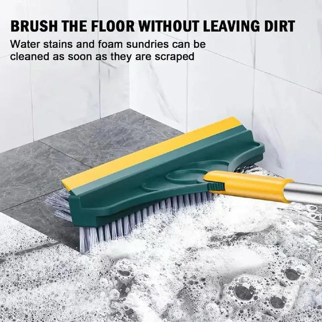 3 in 1 Floor V-shaped  Scrubinbg Brush with Stiff Bristles & a Scrapper