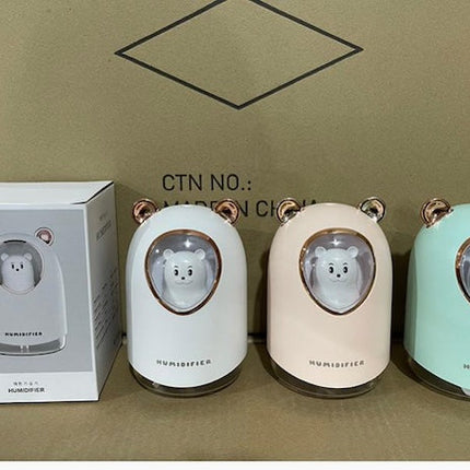 300ml Bear Changing Color Humidifier, Mini Humidifier for Baby and Kids, 2 Spray Modes and Colorful Night Light, Portable Cool Mist Humidifiers