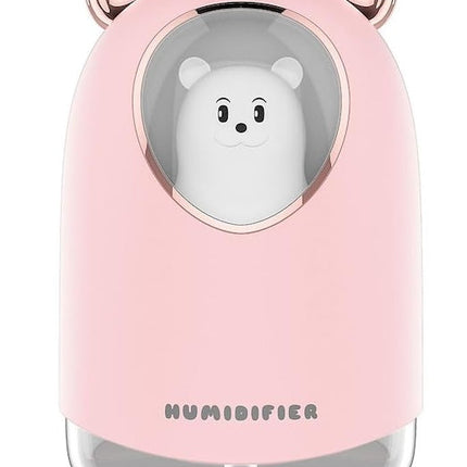300ml Bear Changing Color Humidifier, Mini Humidifier for Baby and Kids, 2 Spray Modes and Colorful Night Light, Portable Cool Mist Humidifiers