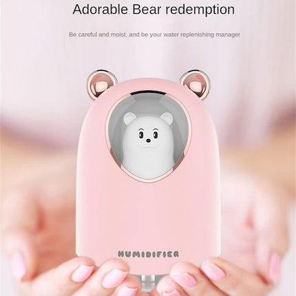 300ml Bear Changing Color Humidifier, Mini Humidifier for Baby and Kids, 2 Spray Modes and Colorful Night Light, Portable Cool Mist Humidifiers
