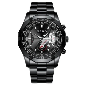 Men's Large Dial Waterproof Calendar Watch - Fashion Business Stainless Steel