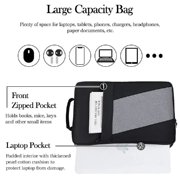 15.6-inch Portable Waterproof Laptop Sleeve: Multi-Layer Protective Liner Bag for Apple & iPad, Gray