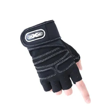 Unisex Long Wrist Half-Finger Cycling Gloves for Motorcycle Fitness Weightlifting