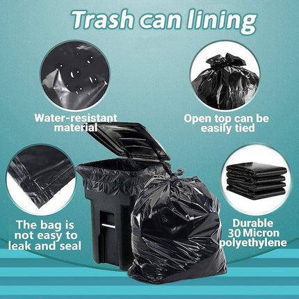 Large Black Size Garbage Bag Set, Large Trash Bags, Black Heavy Duty Bin Bags, Plastic Garbage Storage Bag - 50 pcs