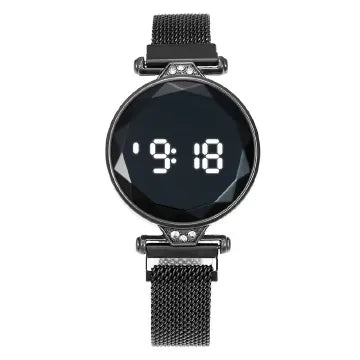 Rose Gold Women's Magnetic Bracelet LED Digital Luxury Dress Watch