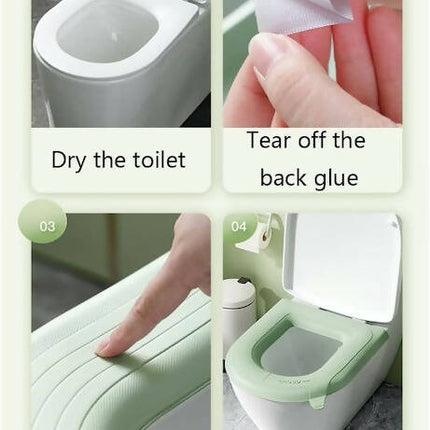 Household Waterproof Thickened Toilet Seat with Handle, Soft Toilet Silicone Seat Covers, Bathroom Comfortable Toilet Seat Pad