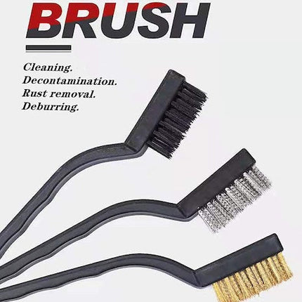 3pcs Wire Brush Set Nylon/Brass/Steel Bristles, Stainless Steel Bristles for Dirt & Paint Scrubbing, Deep Cleaning