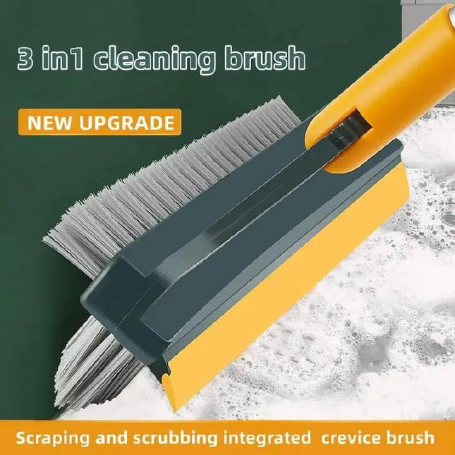 3 in 1 Floor V-shaped  Scrubinbg Brush with Stiff Bristles & a Scrapper