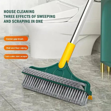 3 in 1 Floor V-shaped  Scrubinbg Brush with Stiff Bristles & a Scrapper