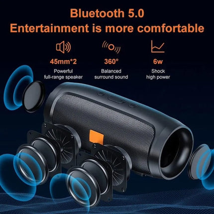 Waterproof Bluetooth Speaker Dual Speaker, Stereo Outdoor TF USB Playback Fm Voice Broadcasting, Portable Compatible Subwoofer