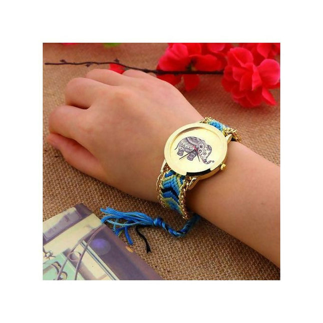 Elephant Women Ethnic Braids Quartz Chain Watch