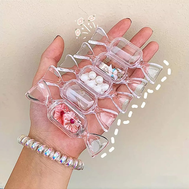 Candy Shape Transparent Make Up Storage Box , Women's Jewelry Accessories Storage Box, Candy Shape Jewelry Box - 5 Pieces