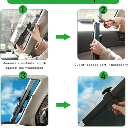 Car Retractable Windshield Sun Shade, Folding Large Sun Visor Protector with Suckers, Auto Front Window Sunshade, Sunscreen Blocks