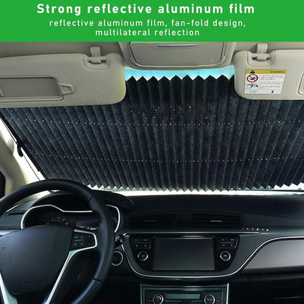 Car Retractable Windshield Sun Shade, Folding Large Sun Visor Protector with Suckers, Auto Front Window Sunshade, Sunscreen Blocks