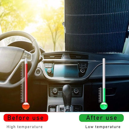Car Retractable Windshield Sun Shade, Folding Large Sun Visor Protector with Suckers, Auto Front Window Sunshade, Sunscreen Blocks