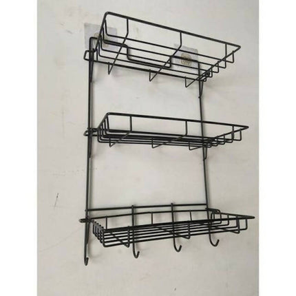Metallic Hanging Bathroom Organizer, No Drilling, Shower Shelf for Hanging, Stainless Steel Shower Basket, Shower Rail with 3-Tier Basket, Foldable and Removable